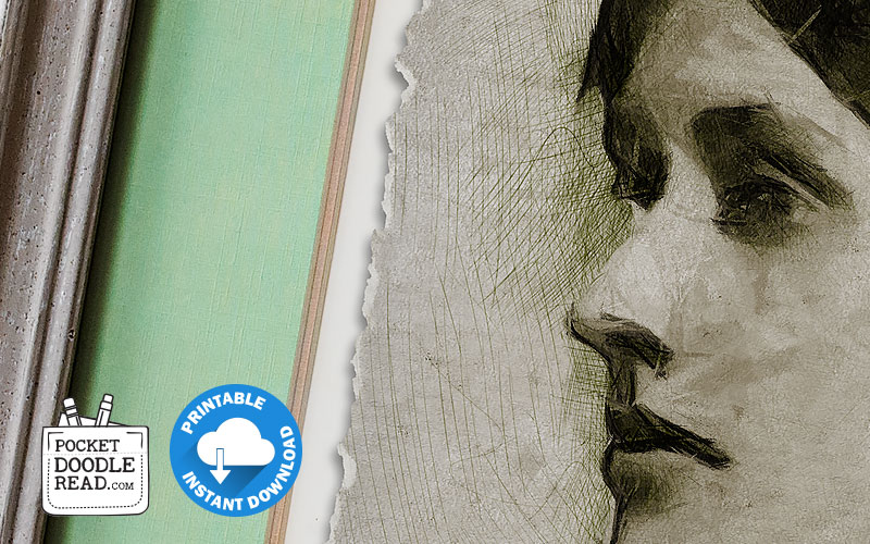 Detail view of the free printable Virginia Woolf portrait