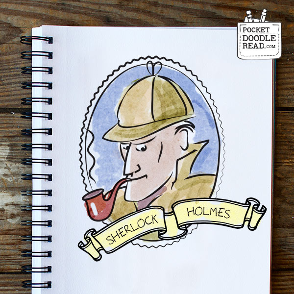 Step 10: Finish your Sherlock Holmes drawing with some extra details and color