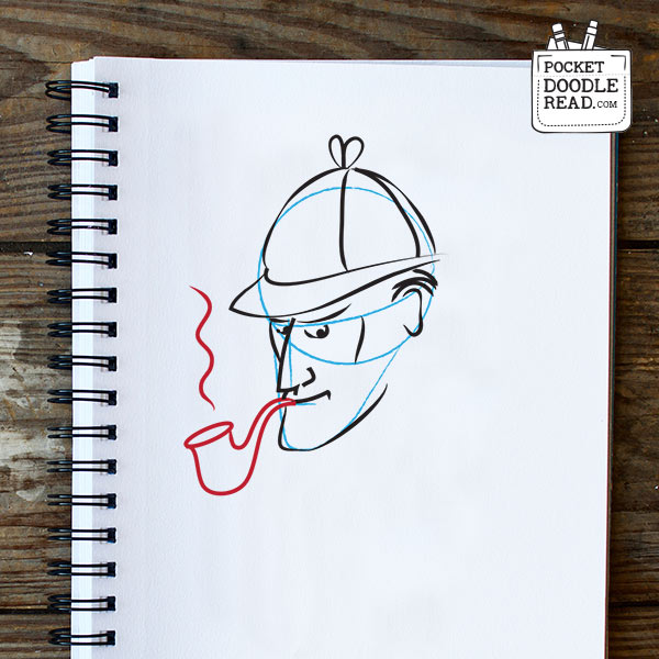 Step 7: Draw Sherlock Holmes' pipe