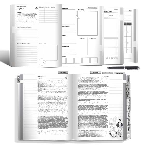 Student Notebook Edition showing book spread, and summary and workbook pages